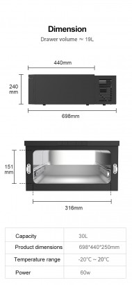 מקרר / מקפיא לרכב / משרד/מגירה 20 ליטר ALPICOOL D30